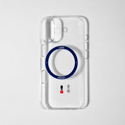 Slim Clear iPhone 17 Pro Case with Royal Blue MagSafe Ring - King's Guard | The Iconic Slim