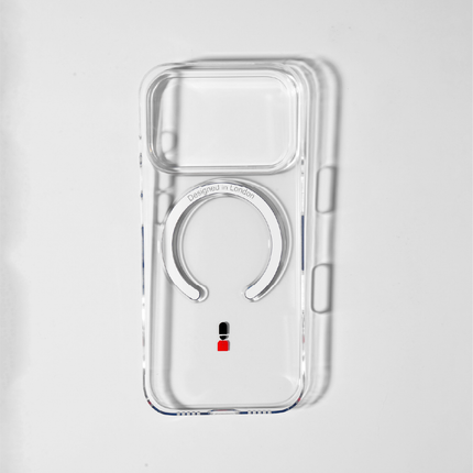Slim Clear iPhone 17 Case with Royal Blue MagSafe Ring - King's Guard | The Iconic Slim