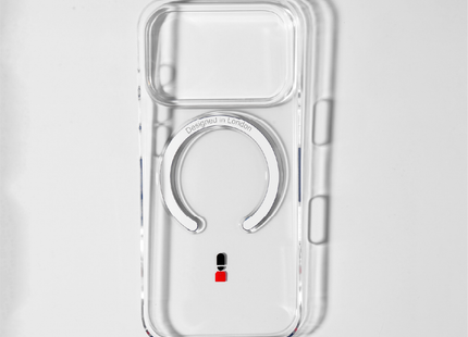Slim Clear iPhone 17 Pro Case with Royal Blue MagSafe Ring - King's Guard | The Iconic Slim