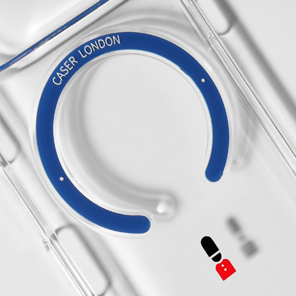 Slim Clear iPhone 17 Pro Case with Royal Blue MagSafe Ring - King's Guard | The Iconic Slim