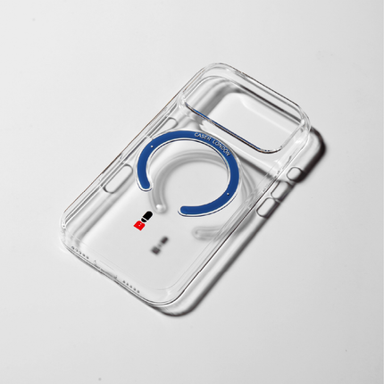 Slim Clear iPhone 17 Case with Royal Blue MagSafe Ring - King's Guard | The Iconic Slim