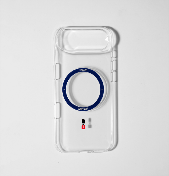 Slim Clear iPhone Air Case with Royal Blue MagSafe Ring - King's Guard | The Iconic Slim