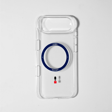 Slim Clear iPhone 17 Pro Case with Royal Blue MagSafe Ring - King's Guard | The Iconic Slim