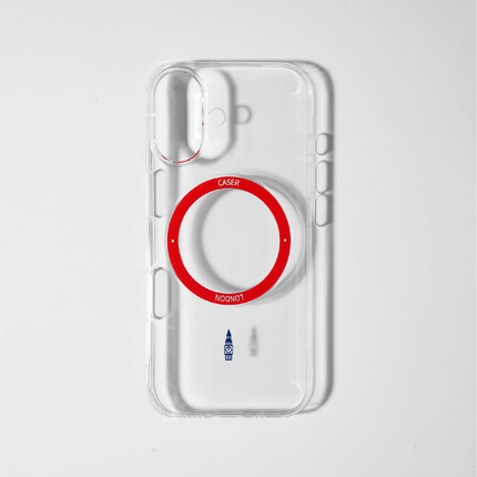 Slim Clear iPhone 17 Pro Max Case with Red MagSafe Ring - Big Ben | The Iconic Slim