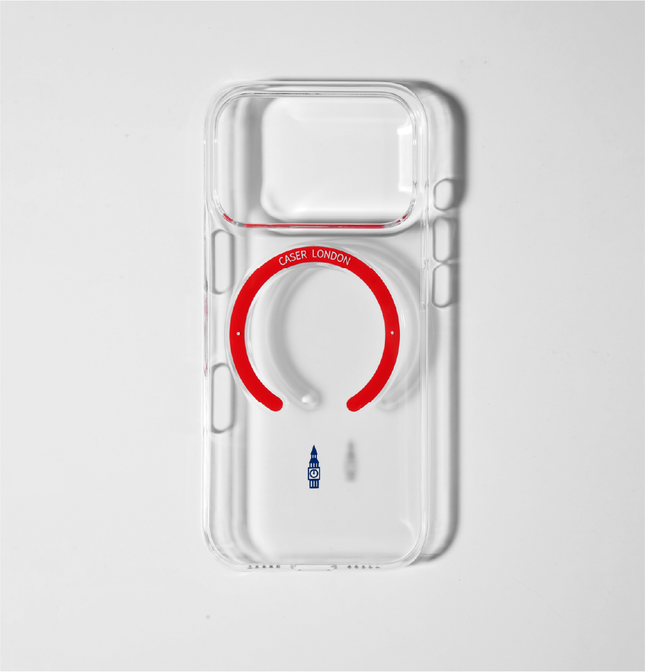 Slim Clear iPhone 17 Pro Max Case with Red MagSafe Ring - Big Ben | The Iconic Slim