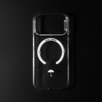 Slim Clear iPhone 17 Pro Max Case with White MagSafe Ring - Umbrella Icon | The Iconic Slim