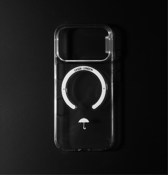 Slim Clear iPhone 17 Pro Max Case with White MagSafe Ring - Umbrella Icon | The Iconic Slim