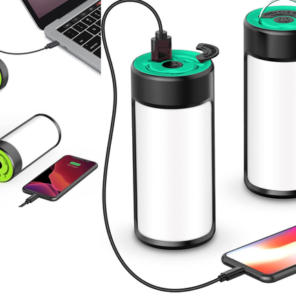 2 Pack Rechargeable Camping Lantern LED 400LM 5 Modes Emergency Tent Light USB
