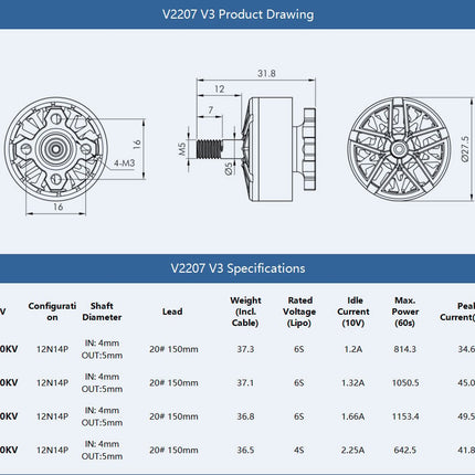 T-Motor Velox V3 2207 Brushless FPV Motor