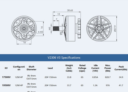 T-Motor Velox V3 2306 Brushless FPV Motor
