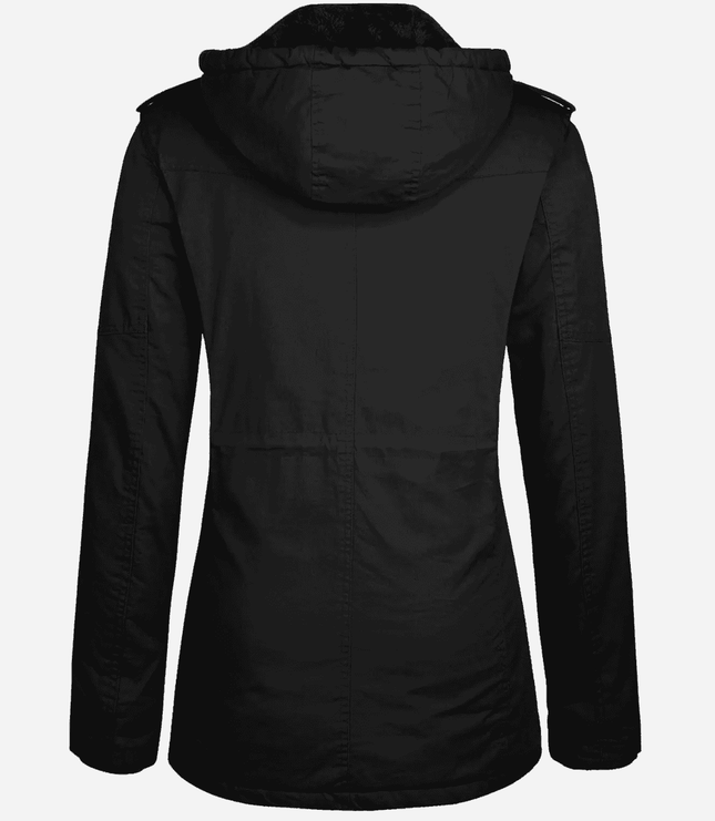 Womens Parka Jacket Winter Fleece Lined Hooded Warm Coat Black Size M Wantdo