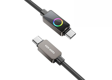 USB C to USB C 100W Zinc Alloy Braided Black RGB Fast Data Charging Cable VD-DC13CC