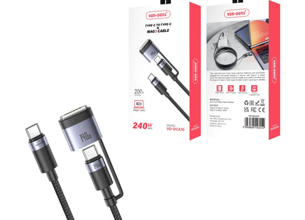 USB C to USB C + Mag3 Braided 240W 2M Fast Data Charging Cable VD-DCA10