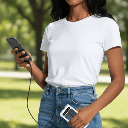 12000mAh Power Bank with Solar Panel Micro USB, iPhone, Type-C, and USB With LED