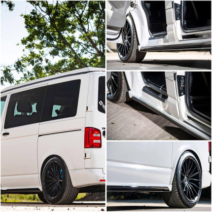 For VW T6 Transporter SWB Side Skirts Deep Black Plastic Painted and Ready to Fit