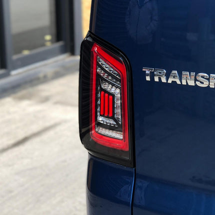 For VW T5 Transporter MK3.1 LED Rear Tailgate Lights Clear Lens Full Frame LED Light Bar – Van-X