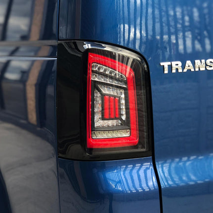 For VW T5.1 Transporter MK3.1 Tailgate LED Rear Lights Smoked Full Frame Light Bar – Van-X