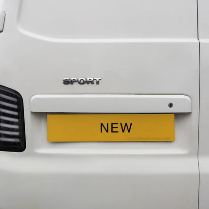 For VW T6 Barn Door Rear Number Plate Unit - Candy White Painted and Ready to Fit