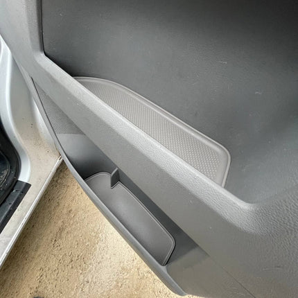 For VW T5, T5.1 van campervan Door Pocket Inserts, Rubber, Door Liner (Light Grey) Both Captain Seats Interior Styling ideal gift