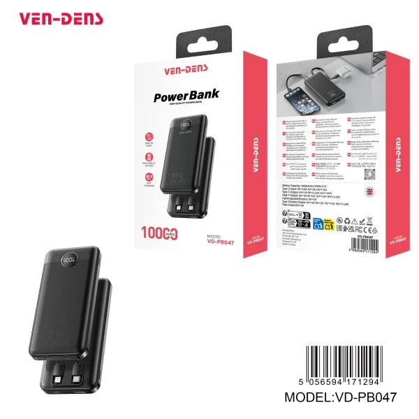 Portable Power Bank 10000mAh – 2 in 1 Fast Charger with 2 Cables