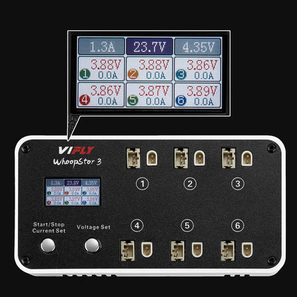 ViFly WhoopStor V3 6-Port 1S Battery Charger and Discharger - LiHV/LiPo