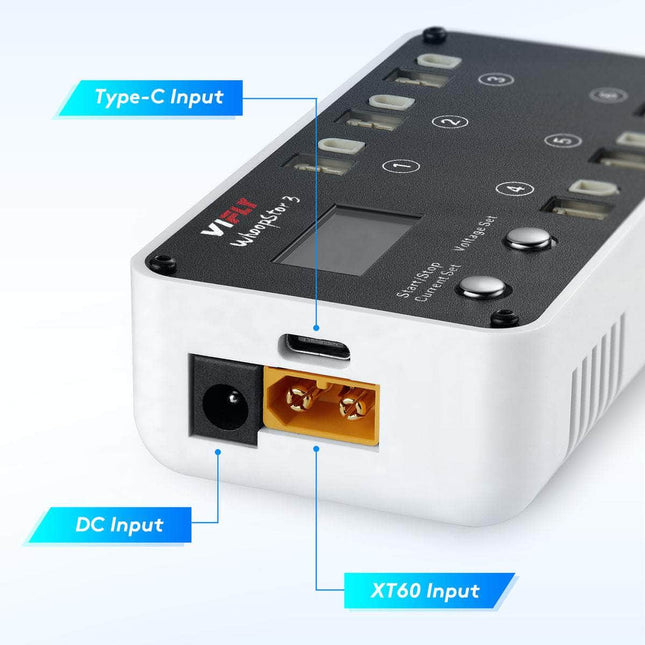 ViFly WhoopStor V3 6-Port 1S Battery Charger and Discharger - LiHV/LiPo