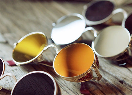 Retro Carved Round Sunglasses