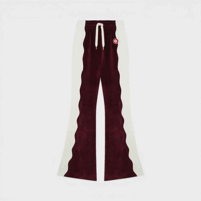 Burgundy Velour Panelled Track Pant