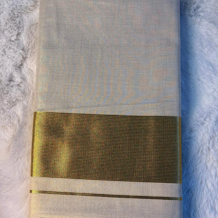Classic Kerala Kasavu Saree with Broad Golden Zari Border