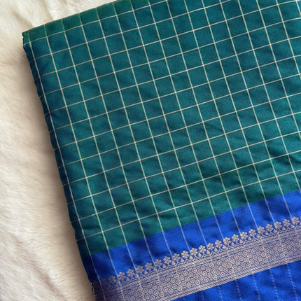 Emerald Green & Royal Blue Traditional Saree 💙💚