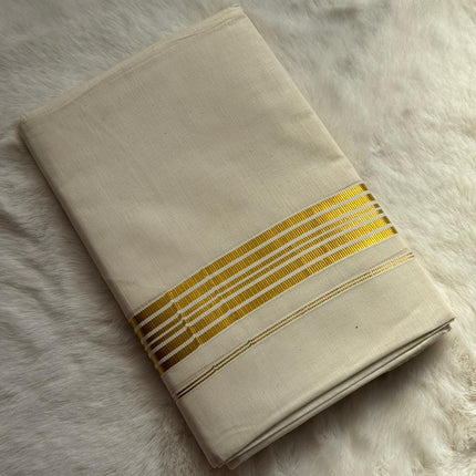 Traditional Kerala Dhoti – Multi-Line Gold Kasavu