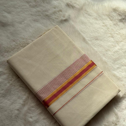 Classic Kerala Dhoti – Red Heritage Border