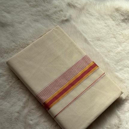 Classic Kerala Dhoti – Red Heritage Border
