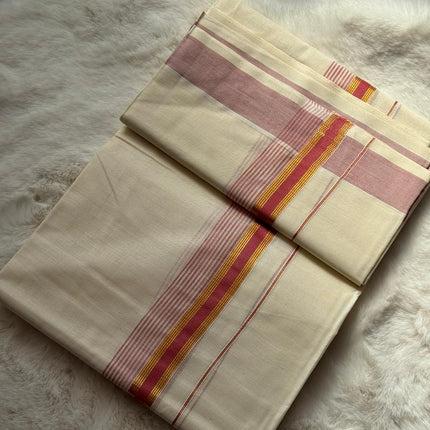 Classic Kerala Dhoti – Red Heritage Border