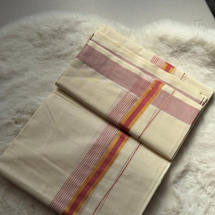 Classic Kerala Dhoti – Red Heritage Border