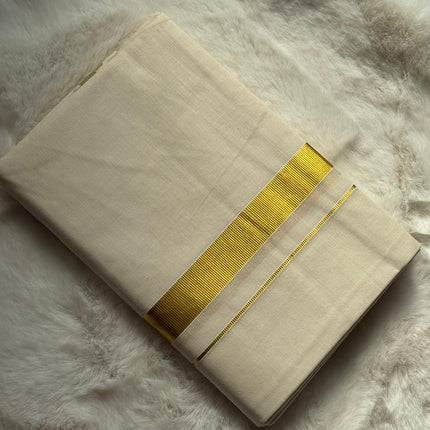 Luxury Kerala Dhoti – Wide Gold Kasavu Border