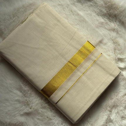 Luxury Kerala Dhoti – Wide Gold Kasavu Border