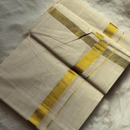 Luxury Kerala Dhoti – Wide Gold Kasavu Border