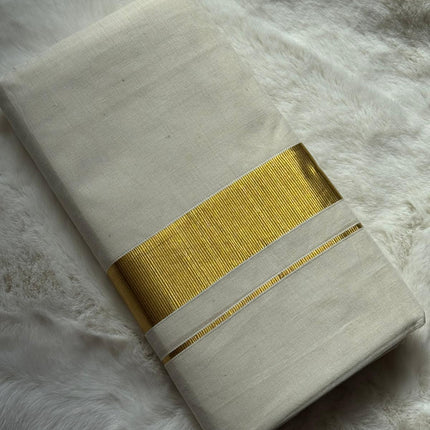Traditional Kerala Kasavu Dhoti – Classic Gold Border