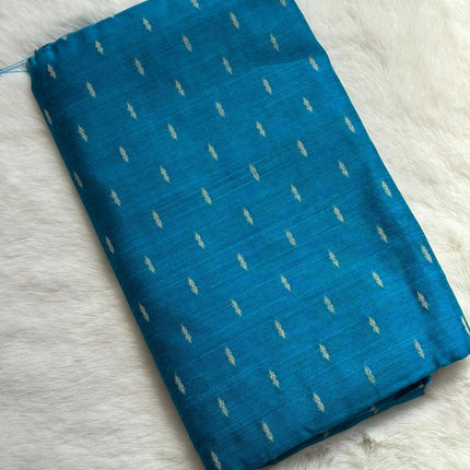 Premium Kerala Set Mundu with Blue & Gold Border and Matching Blouse Piece