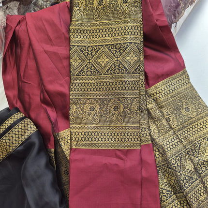 Midnight Vasudha Half Saree Set (Black & Wine)