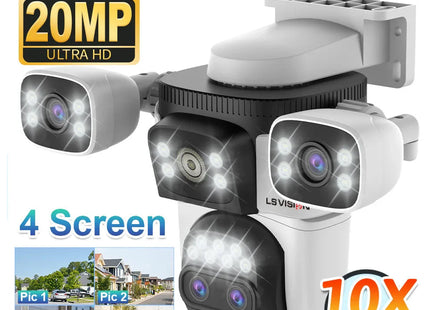 WiFi Security Camera Outdoor 10X Optical Zoom Four Lens Human Auto Tracking Waterproof
