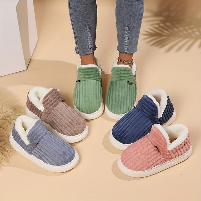 Women's Plush-Lined Winter Slipper Boots - Thick EVA Sole, Indoor/Outdoor Warm Soft Boots