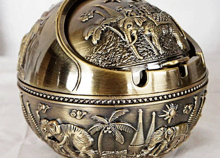 Zinc Alloy Ashtray Metal With Cover Anti-fall Windproof Ashtray