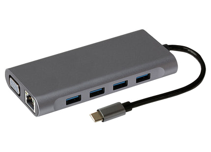 Maplin USB-C Multiport Hub 4x USB-A, HDMI, RJ45, USB-C PD, VGA, SD Card Reader