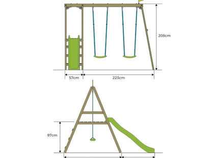 TP Forest Multiplay Wooden Double Swing Set & Slide