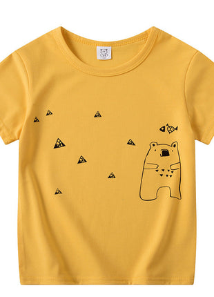 Children's Short Sleeve Boys And Girls T-shirt Cartoon Half Sleeve Top