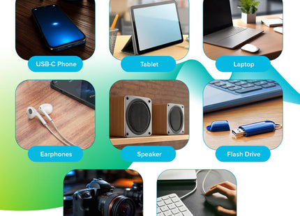 Maplin USB-C Multiport Hub USB-C to USB-A 3.0 / 3.5mm Jack / USB-C Charge Port