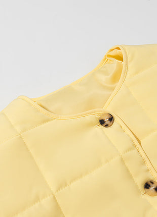 Autumn Women Clothing Yellow Quilted Cotton Plaid Cotton Clothing Cotton Coat