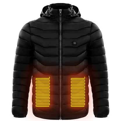 Men Heated Puffer Jacket Electric Heating Coat Insulated Hood Windbreaker 9Heat Zones
